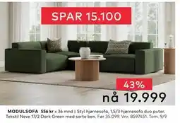 Skeidar Styl hjørnesofa, NOK 19999 tilbud