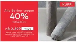 Skeidar Alle Berber tepper, NOK 2399 tilbud