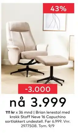 Skeidar Brian lenestol, NOK 3999 tilbud