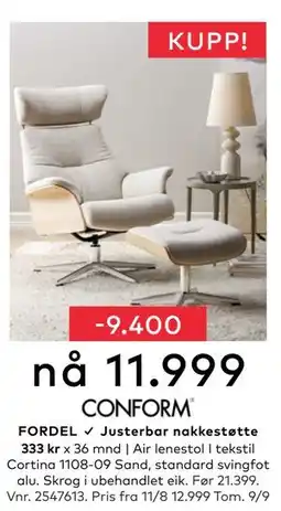 Skeidar Air lenestol, NOK 11999 tilbud