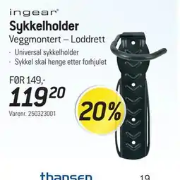 Thansen Sykkelholder, NOK 119.2 tilbud