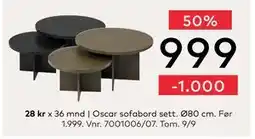 Skeidar Oscar sofabord, NOK 999 tilbud