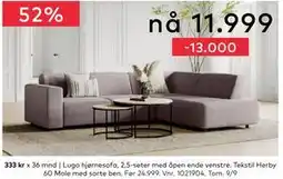Skeidar Lugo hjørnesofa, NOK 11999 tilbud