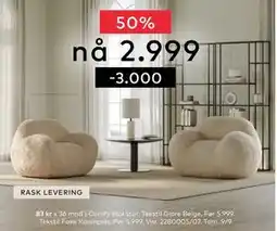 Skeidar Comfy stol stor, NOK 2999 tilbud