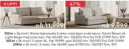 Skeidar Roma 3-seter, NOK 9999 tilbud