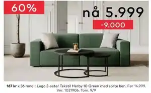 Skeidar Lugo 3-seter, NOK 5999 tilbud