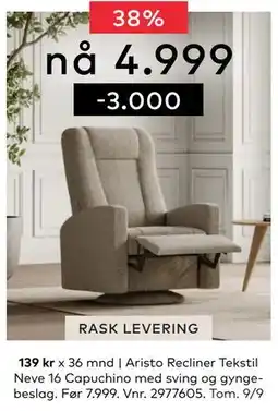 Skeidar Aristo Recliner, NOK 4999 tilbud