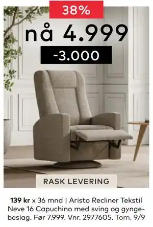 Skeidar Aristo Recliner, NOK 4999 tilbud
