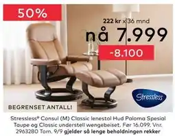 Skeidar Stressless Consul (M) Classic lenestol, NOK 7999 tilbud