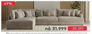 Skeidar Rossi Lux 4-seter med åpen ende venstre, NOK 31999 tilbud
