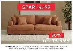 Skeidar Rossi 3-seter sofa, NOK 13999 tilbud
