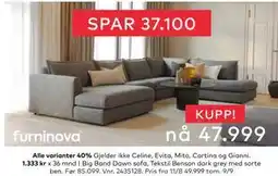Skeidar Big Band Dawn sofa, NOK 47999 tilbud