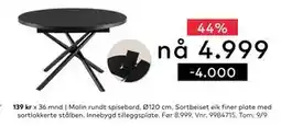 Skeidar Malin rundt spisebord, NOK 4999 tilbud