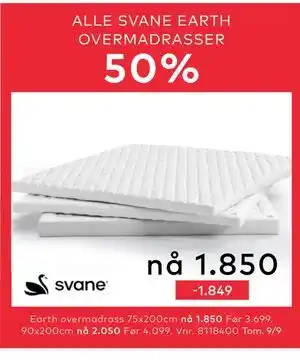 Skeidar ALLE SVANE EARTH OVERMADRASSER tilbud