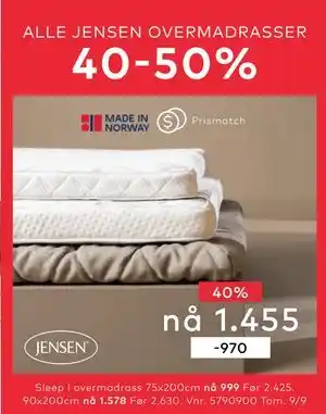 Skeidar Sleep I overmadrass tilbud