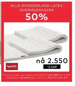 Skeidar Wonderland Latex Overmadrasser, NOK 2550 tilbud