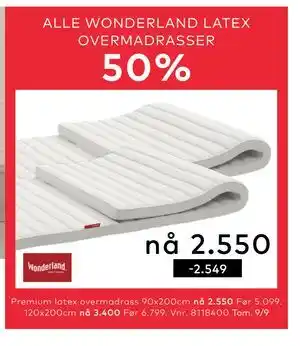 Skeidar Wonderland Latex Overmadrasser, NOK 2550 tilbud