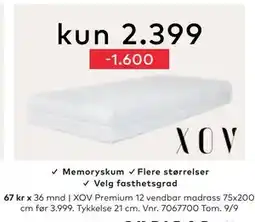 Skeidar XOV Premium 12 vendbar madrass, NOK 2399 tilbud