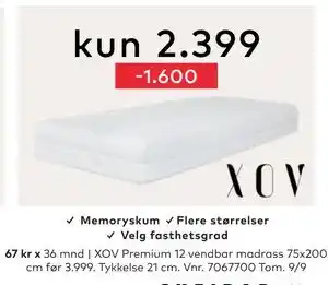 Skeidar XOV Premium 12 vendbar madrass, NOK 2399 tilbud