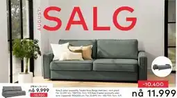 Skeidar Alex 3-seter sovesofa, Tekstil Niva Beige med ben i sort plast, NOK 11999 tilbud