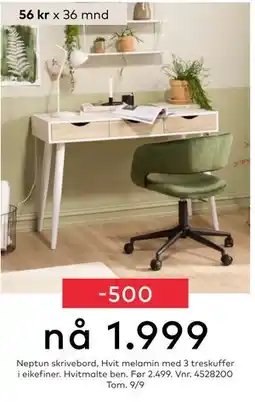 Skeidar Neptun skrivebord, NOK 1999 tilbud