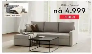 Skeidar Sacramento sovesofa, NOK 4999 tilbud