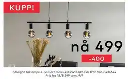 Skeidar Straight taklampe 4-lys Sort maks 4x42W 230V, NOK 499 tilbud