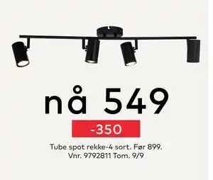 Skeidar Tube spot rekke-4 sort, NOK 549 tilbud