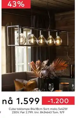 Skeidar Cube taklampe, NOK 1599 tilbud