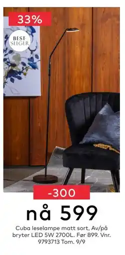 Skeidar Cuba leselampe, NOK 599 tilbud