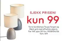 Skeidar Terra bordlampe, NOK 99 tilbud