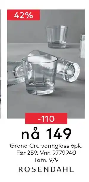 Skeidar Grand Cru vannglass 6pk, NOK 149 tilbud