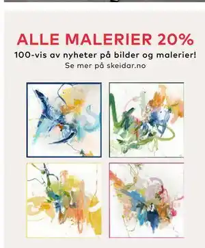 Skeidar ALLE MALERIER 20% tilbud