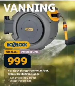 Megaflis Hozelock slangetrommel m/aut. tilbaketrekk 20 m slange, NOK 999 tilbud