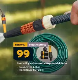 Megaflis Home it garden vannslange med 4 deler, NOK 99 tilbud