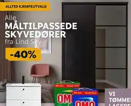 Megaflis Alle MÅLTILPASSEDE SKYVEDØRER fra Lind Sky tilbud