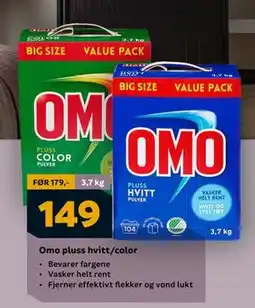 Megaflis Omo pluss hvitt/color, NOK 149 tilbud