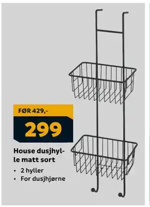 Megaflis House dusjhylle matt sort, NOK 299 tilbud