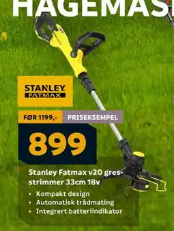 Megaflis Stanley Fatmax v20 gresstrimmer 33cm 18v, NOK 899 tilbud