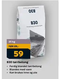 Megaflis B30 tørrbetong, NOK 59 tilbud