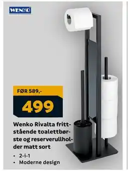 Megaflis Wenko Rivalta frittstående toalettbørste og reserverullholder matt sort, NOK 499 tilbud