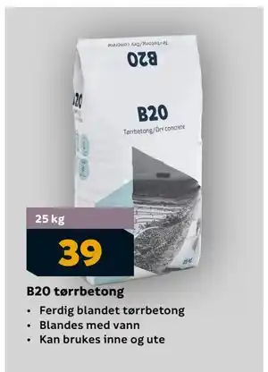 Megaflis B20 tørrbetong, NOK 39 tilbud