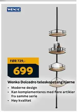 Megaflis Wenko Dolcedro teleskopstang hjørne, NOK 699 tilbud