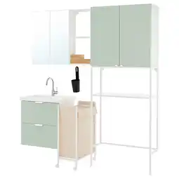 IKEA Enhet Tøyvask, hvit/lys grågrønn, 180x43x204 cm tilbud