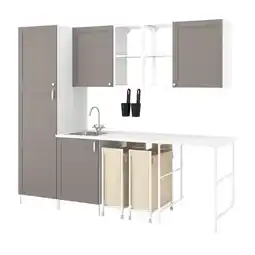 IKEA Enhet Tøyvask, hvit/grå stamme, 261.5x63.5x222.5 cm tilbud