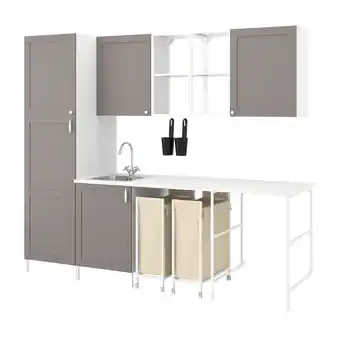 IKEA Enhet Tøyvask, hvit/grå stamme, 261.5x63.5x222.5 cm tilbud