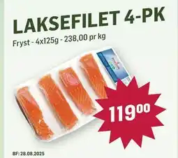 Holdbart Laksefilet 4-pk, NOK 119 tilbud