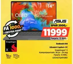 POWER Zenbook A14, NOK 11999 tilbud