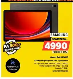 POWER Galaxy Tab S9 Wi-Fi. 11, NOK 4990 tilbud