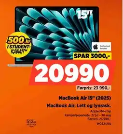 POWER MacBook Air 15 (2025), NOK 20990 tilbud